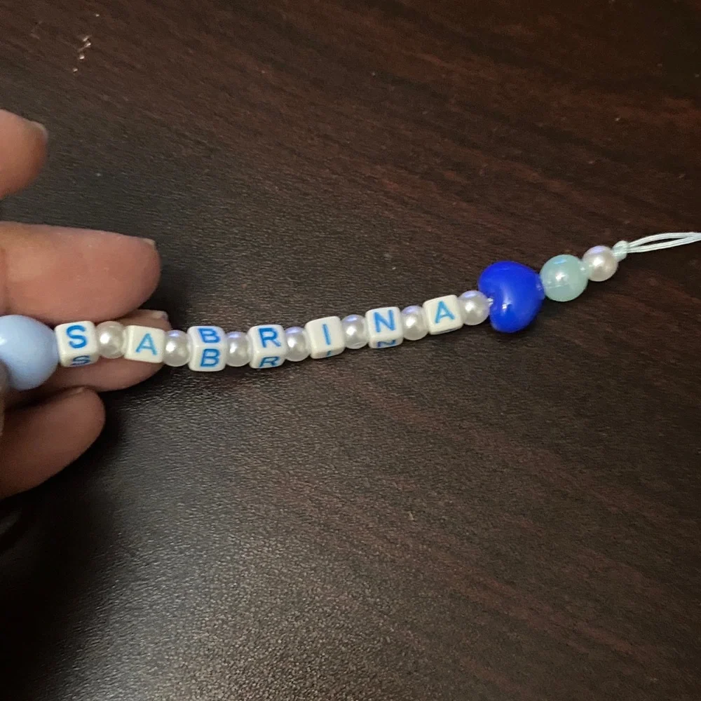 Keychain beabed purse charm with personalized Name